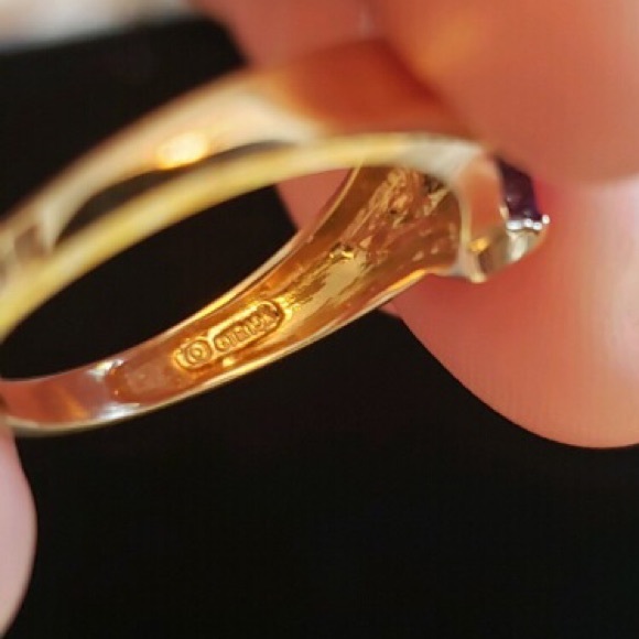 Vintage Bezel Cut Amethyst 18K Gold Ring size 6.5 - Picture 8 of 8